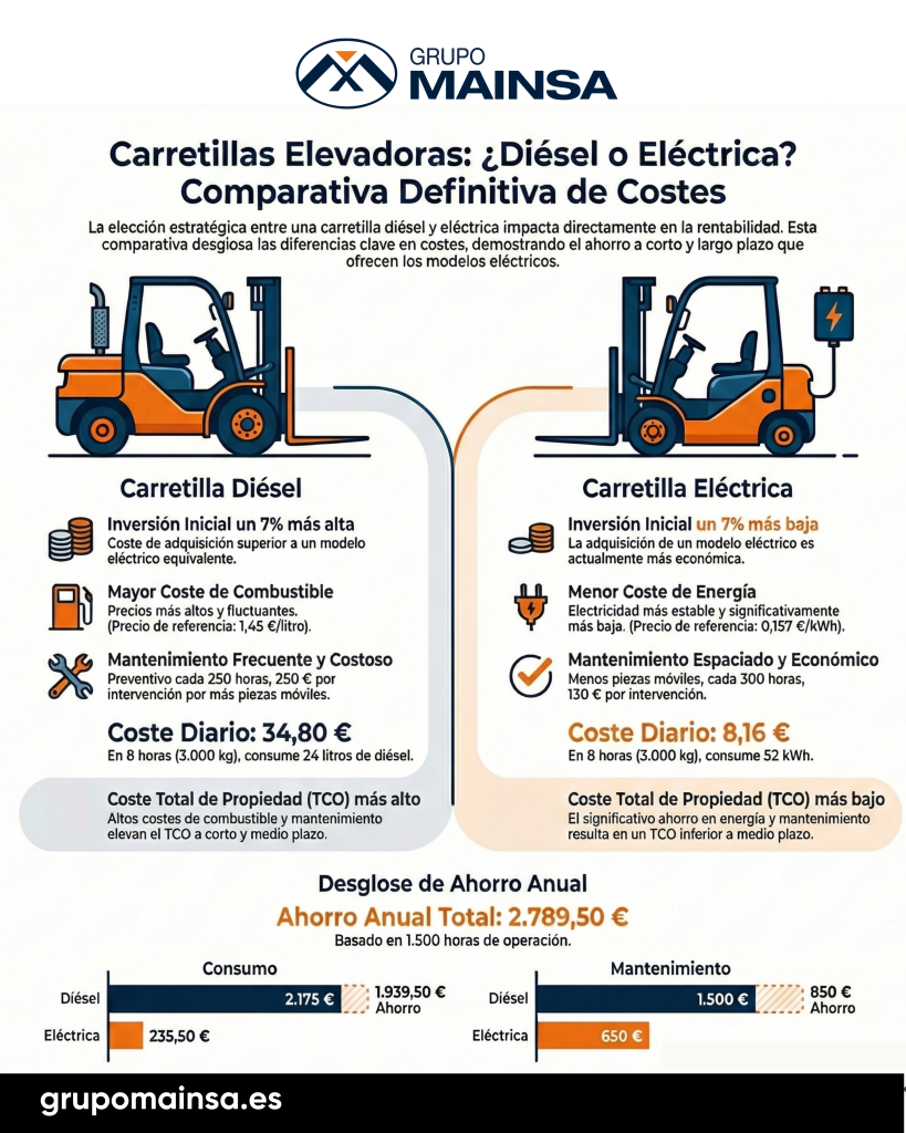 Comparativa Carretilla Electrica vs Diesel