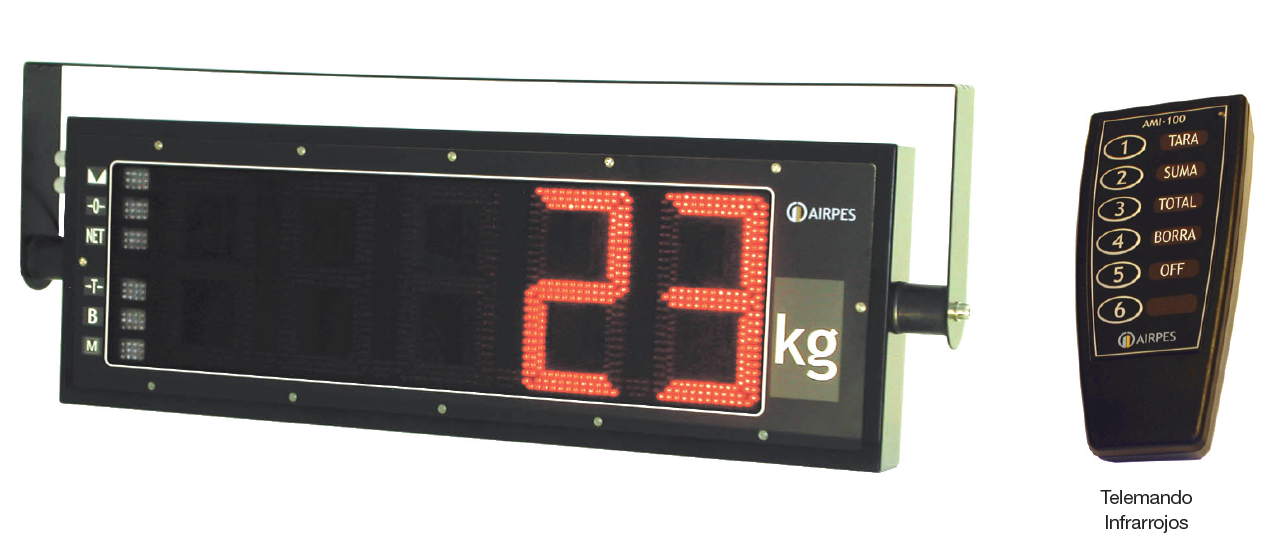 Macro display AMR-240/CO con tarjeta de pesaje, tropicalización y telemando incluidos. 5 LED rojos de 240 MM de altura. ref. 600.0147.00