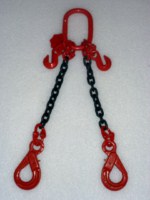 Eslinga cadena G80 10 mm de 6 m, 2 ramales, con anilla + hamerlocks + Gancho GA + Acortador AH. 0º-45º = CMU 4250 kg